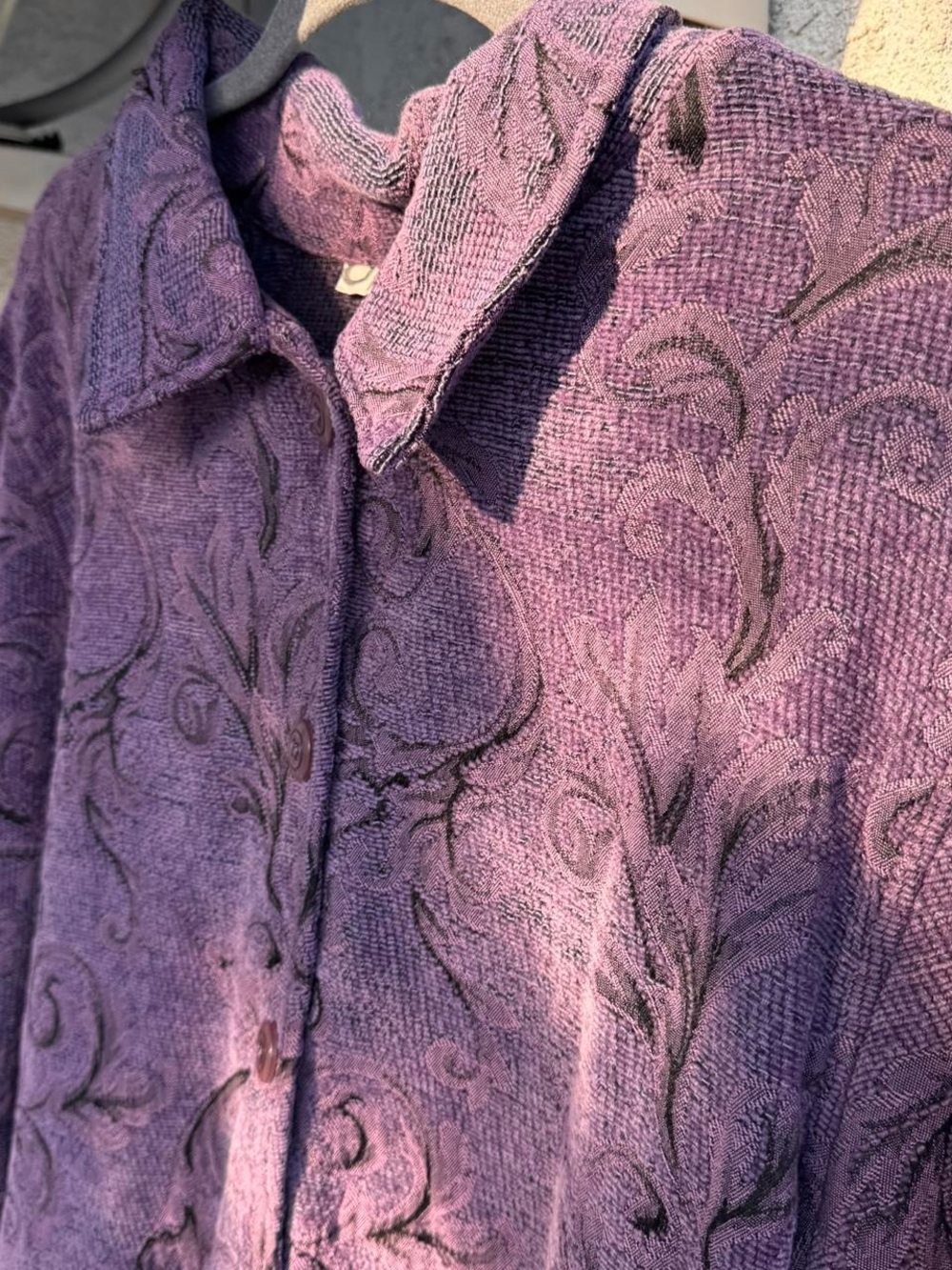 Purple Textured Button-Up Jacket - Picture 5 of 8